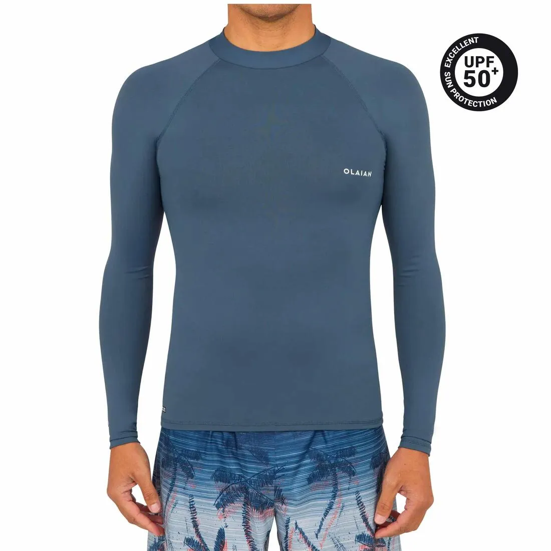 100 Men's Long Sleeve UV Protection Surfing Top T-Shirt