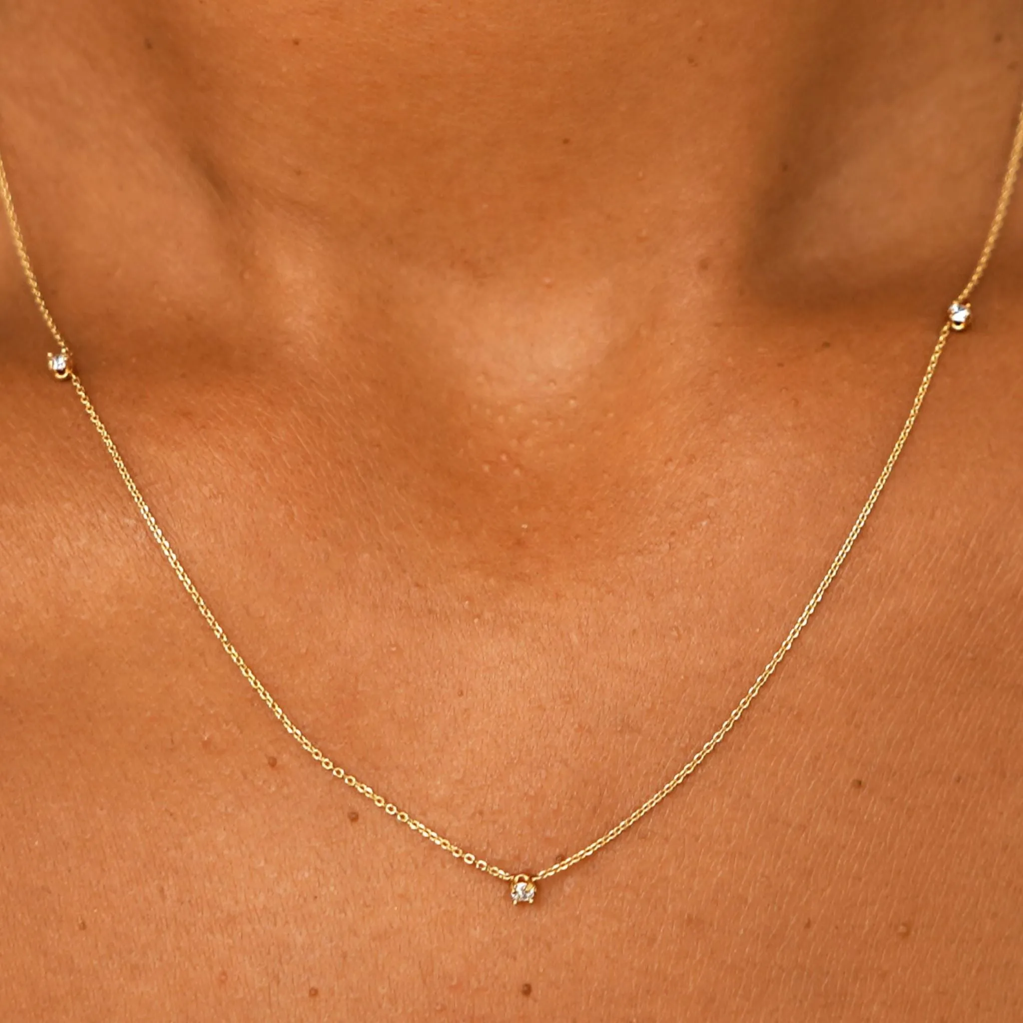 3 Diamond Cable Necklace