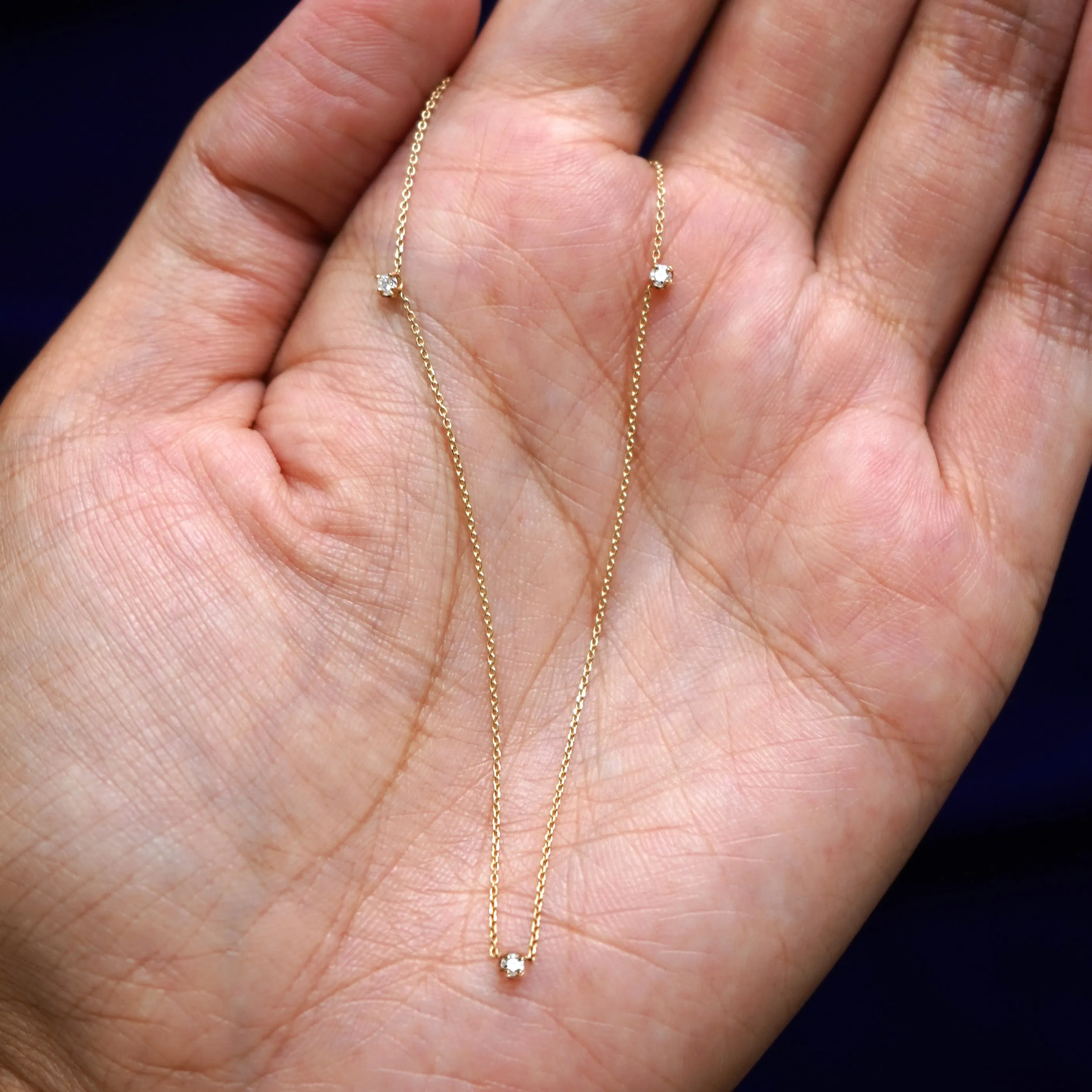 3 Diamond Cable Necklace