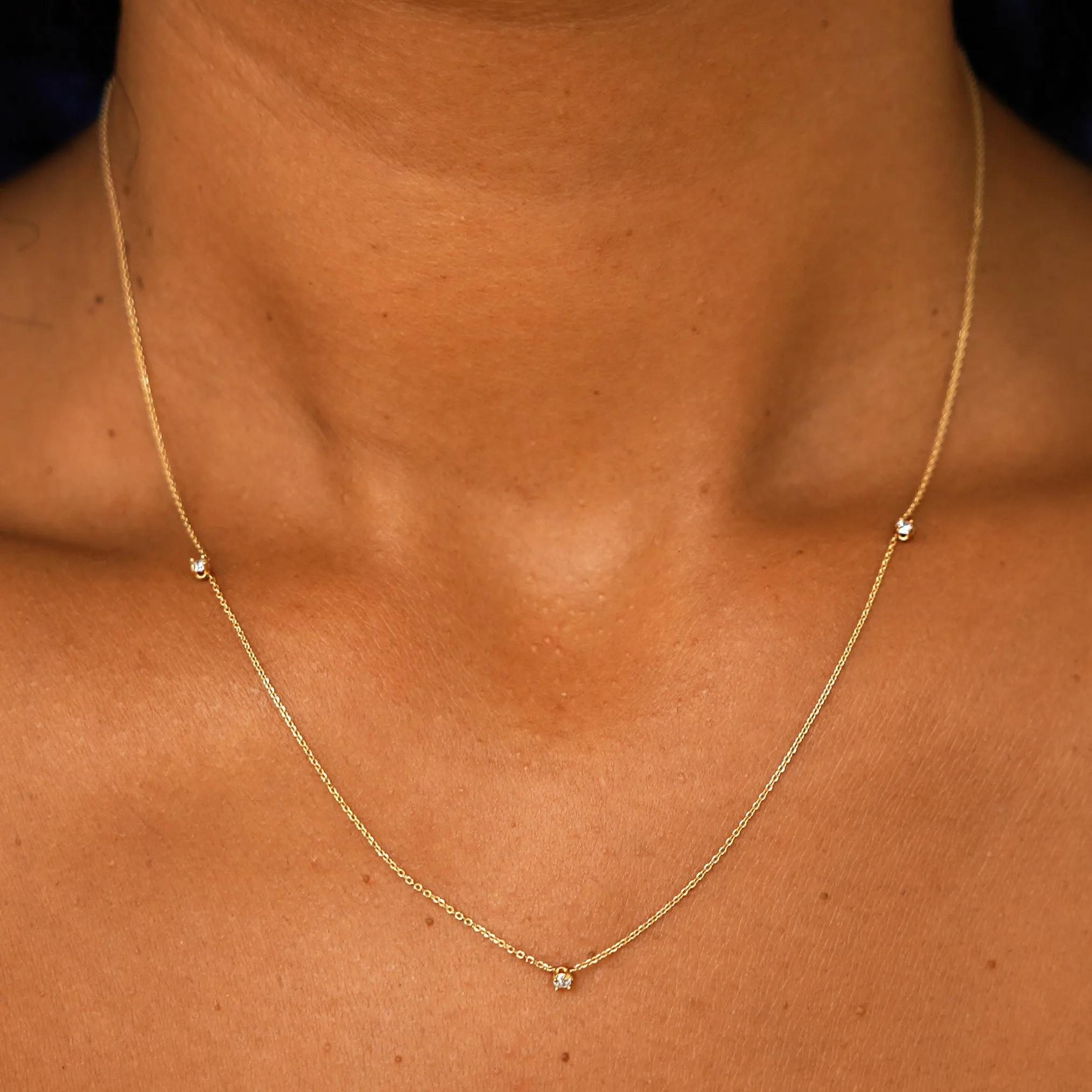 3 Diamond Cable Necklace