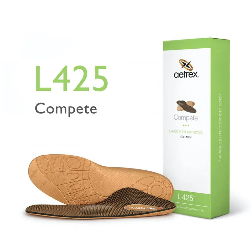 Aetrex Men's Compete Posted Orthotics With Metatarsal Support for Flat & Low Arches