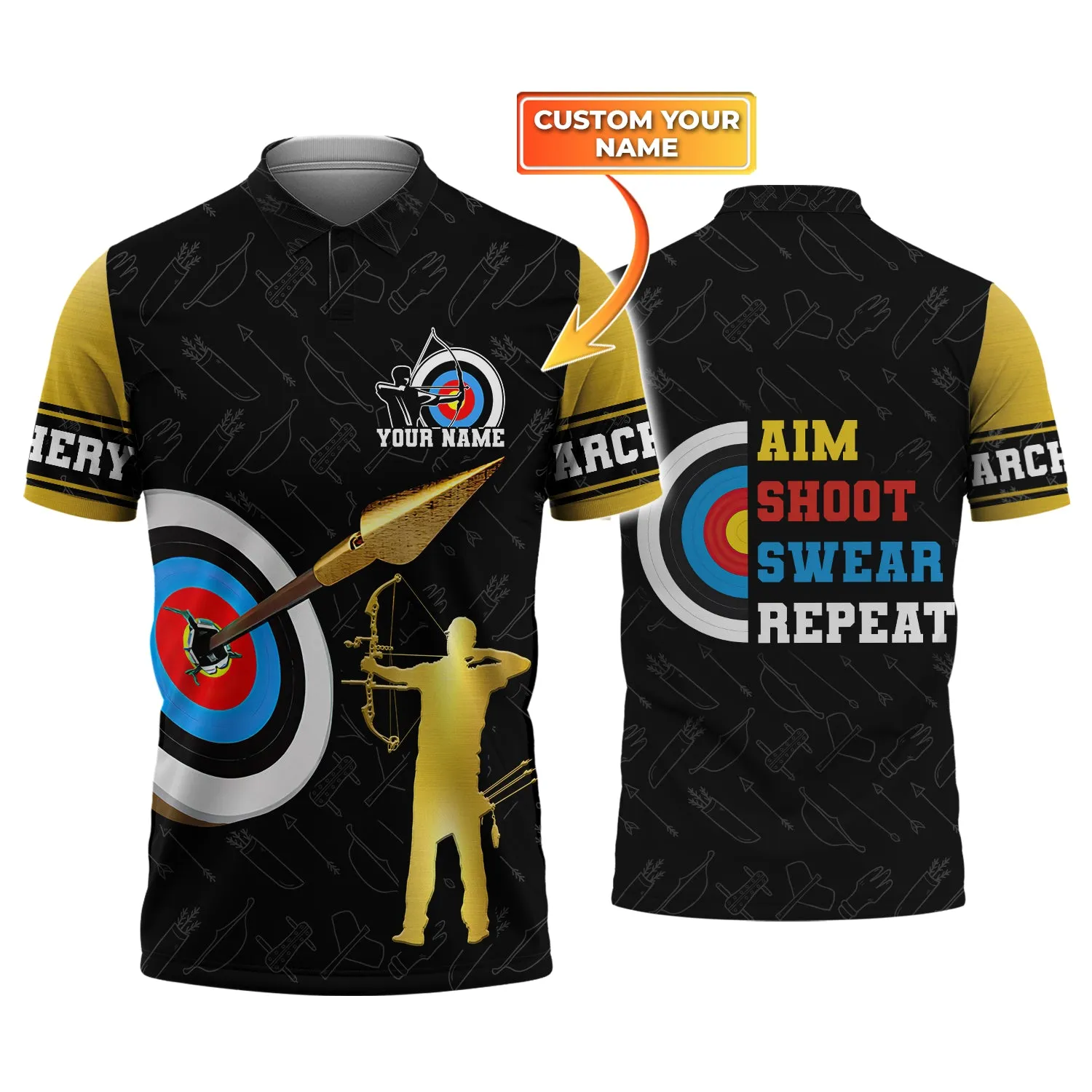 Archery 1 - Personalized Name 3D Polo Shirt - Nsd99