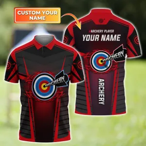 Archery (Red Ver) Personalized Name 3D Polo Shirt - TD96