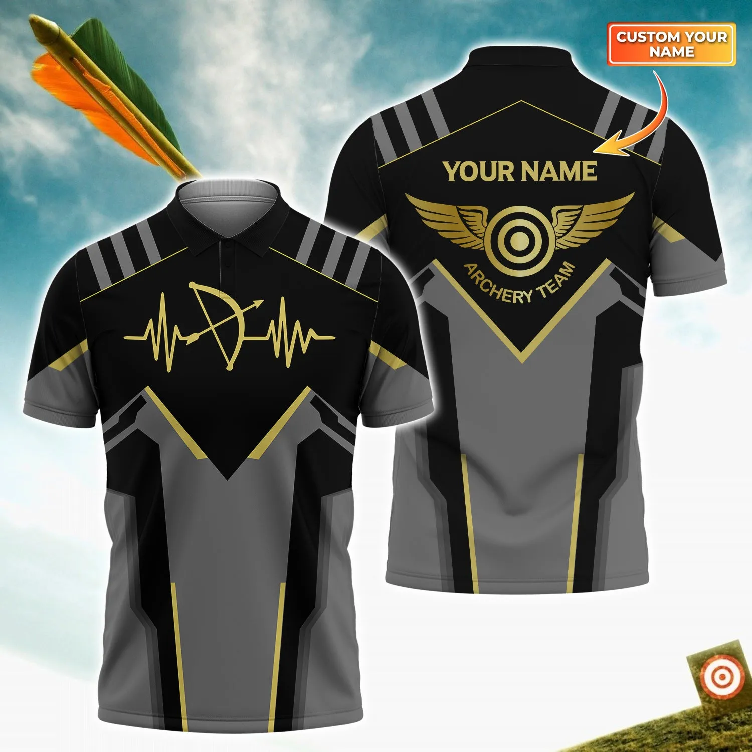 Archery Team Personalized Name 3D Polo Shirt