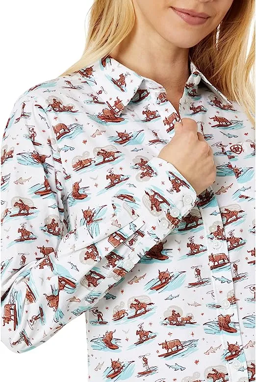 Ariat Women's Surfing Longhorn Kirby Long Sleeve Shirt