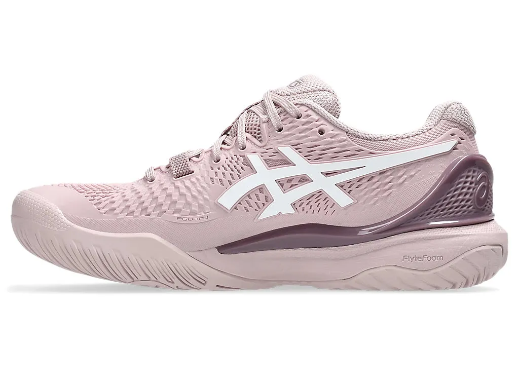 Asics Women's GEL-RESOLUTION 9 Wide (D)Tennis Shoes in Watershed Rose/White