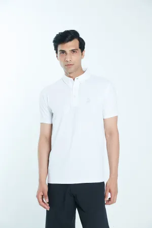 Athletic Drive Mens Polo Classic Button Down – White