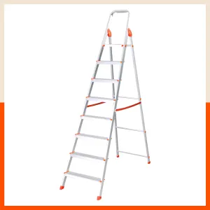 Bathla Advance 8-Step Foldable Aluminium Ladder For Home (Orange)