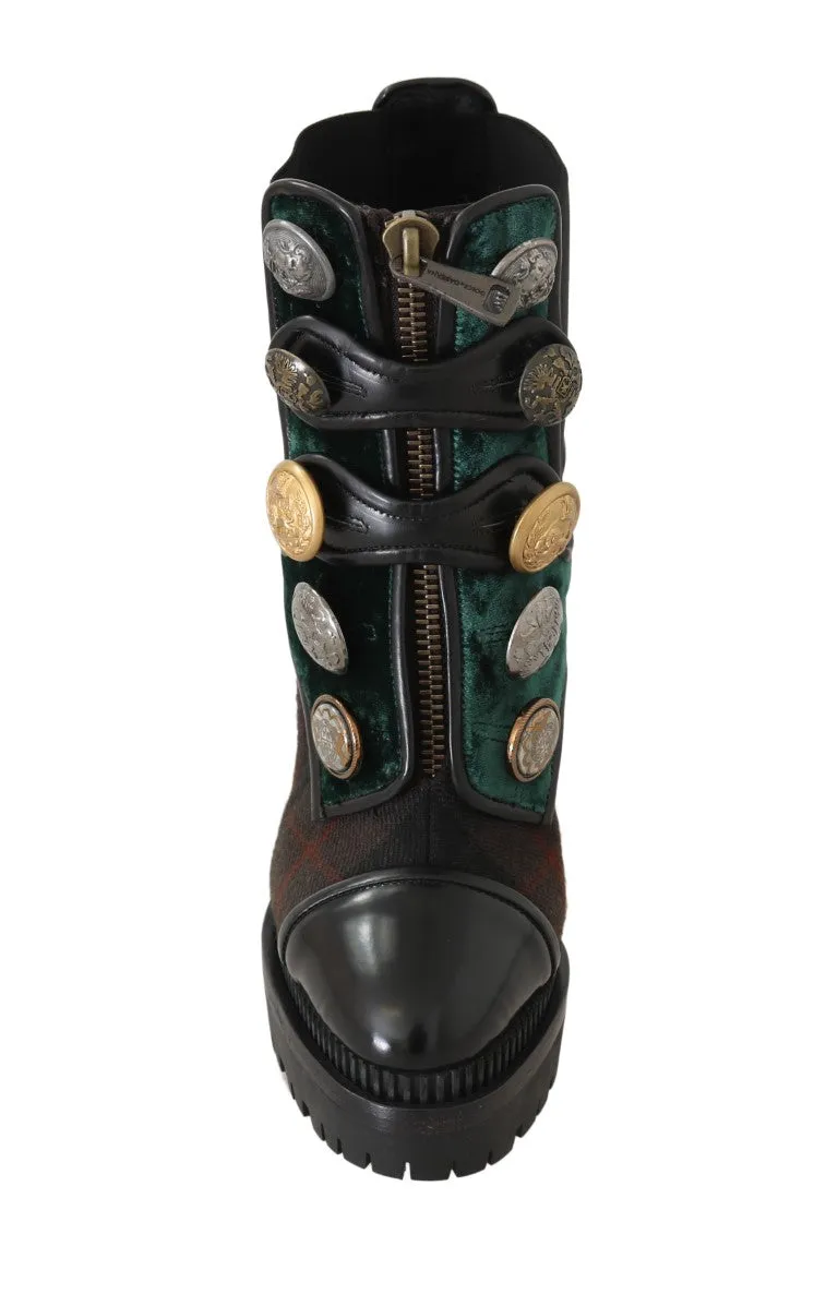 Black Green Leather Chelsea Boots