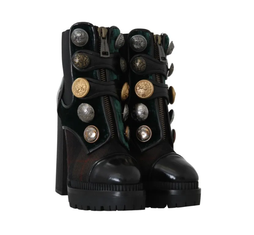 Black Green Leather Chelsea Boots