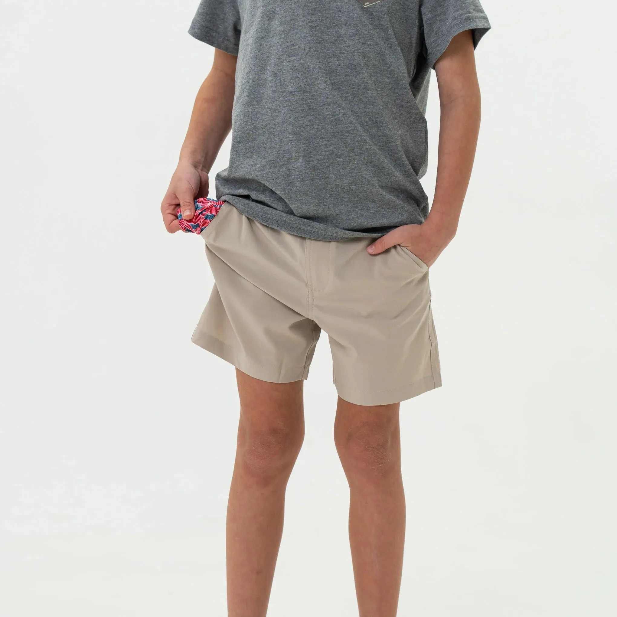 Burlebo Youth Khaki Athletic Shorts