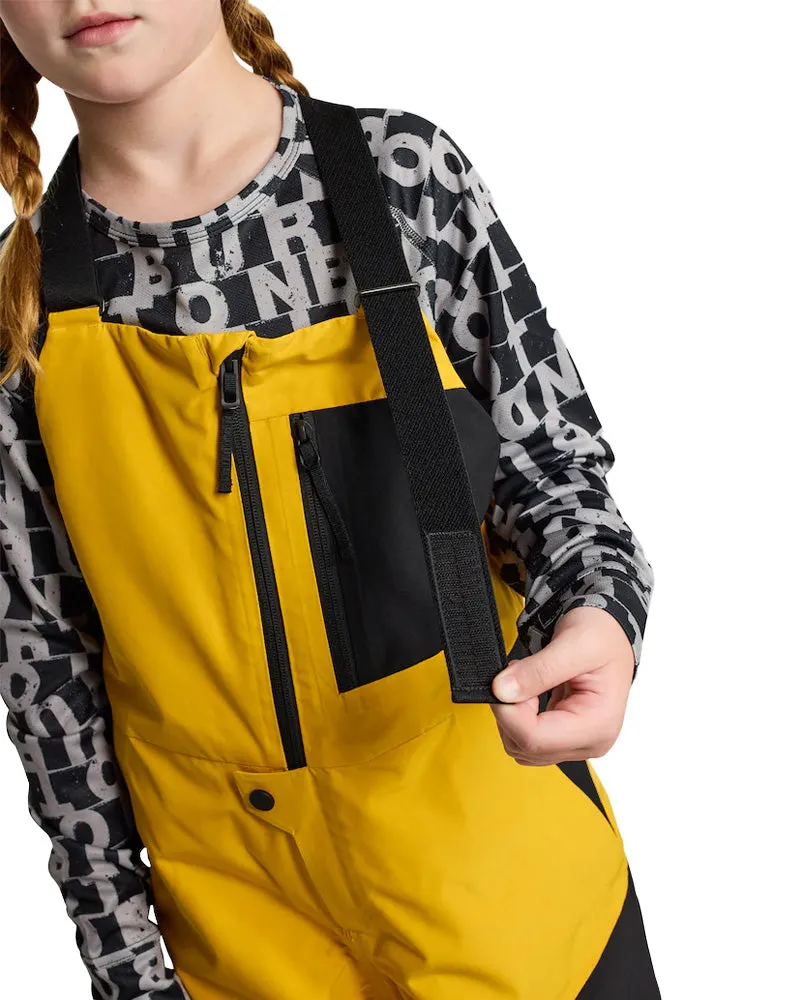 Burton Kids' Powline Gore-Tex Bib Pants Goldenrod/True Black 2025