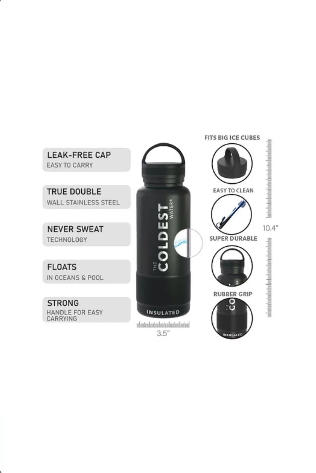 Coldest 950 ml Bottle | Black (32 OZ)