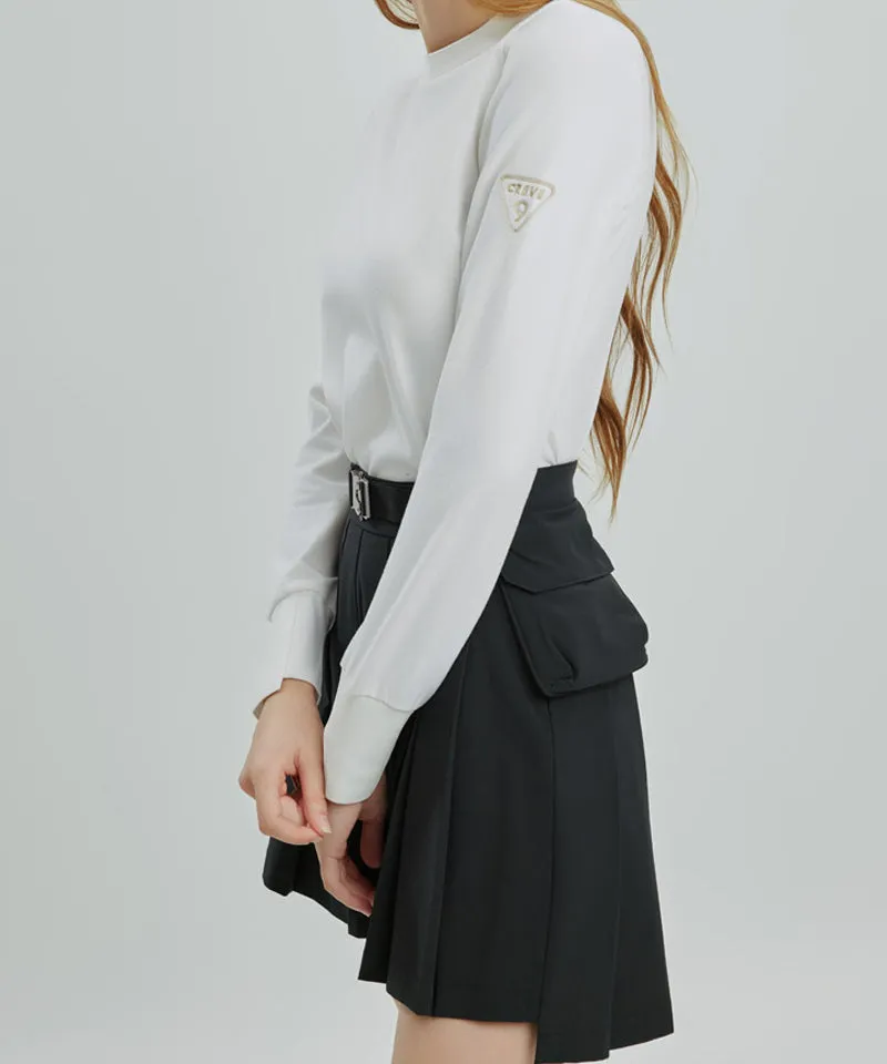 CREVE NINE: Belt Bag Pleated Skirt - Black
