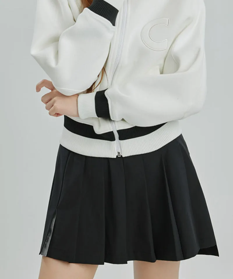 CREVE NINE: Belt Bag Pleated Skirt - Black