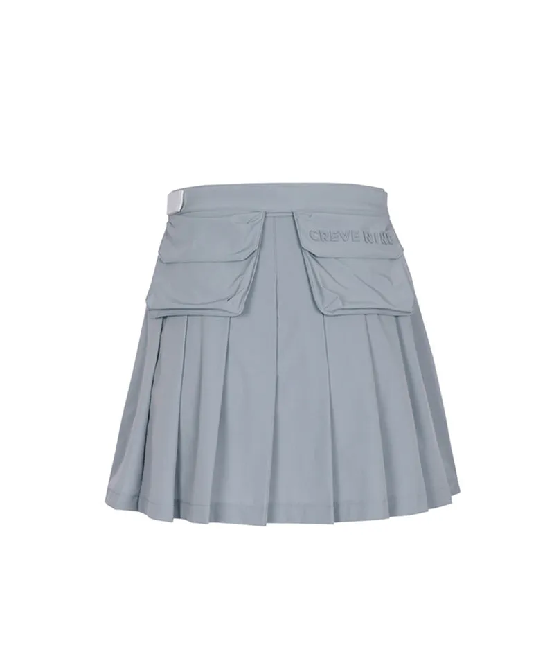CREVE NINE: Belt Bag Pleated Skirt - Gray