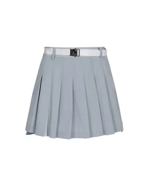 CREVE NINE: Belt Bag Pleated Skirt - Gray