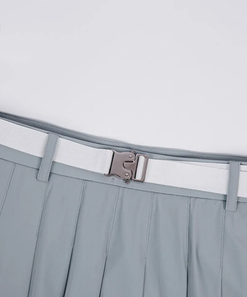 CREVE NINE: Belt Bag Pleated Skirt - Gray