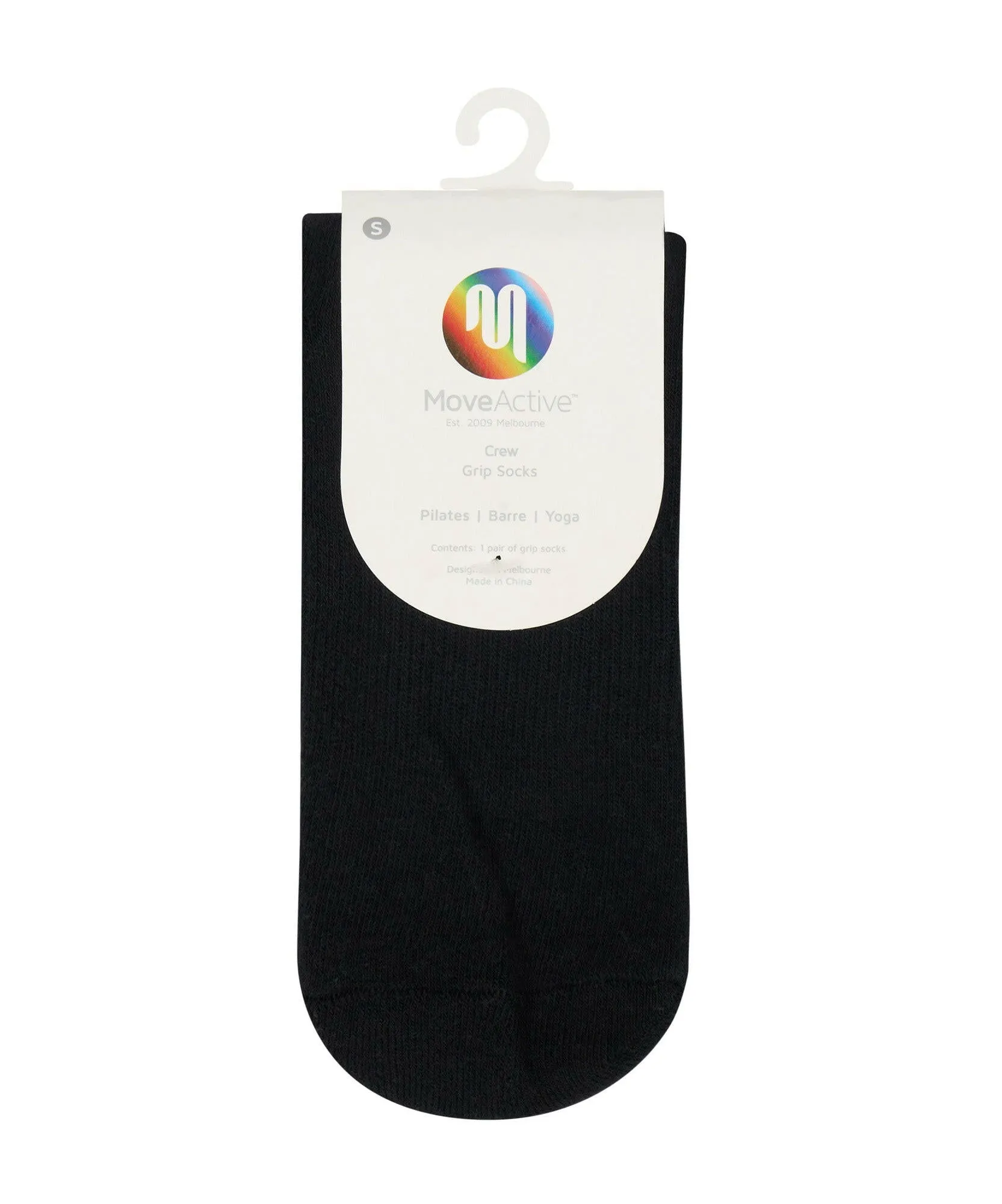 Crew Non Slip Grip Socks - Rainbow Black