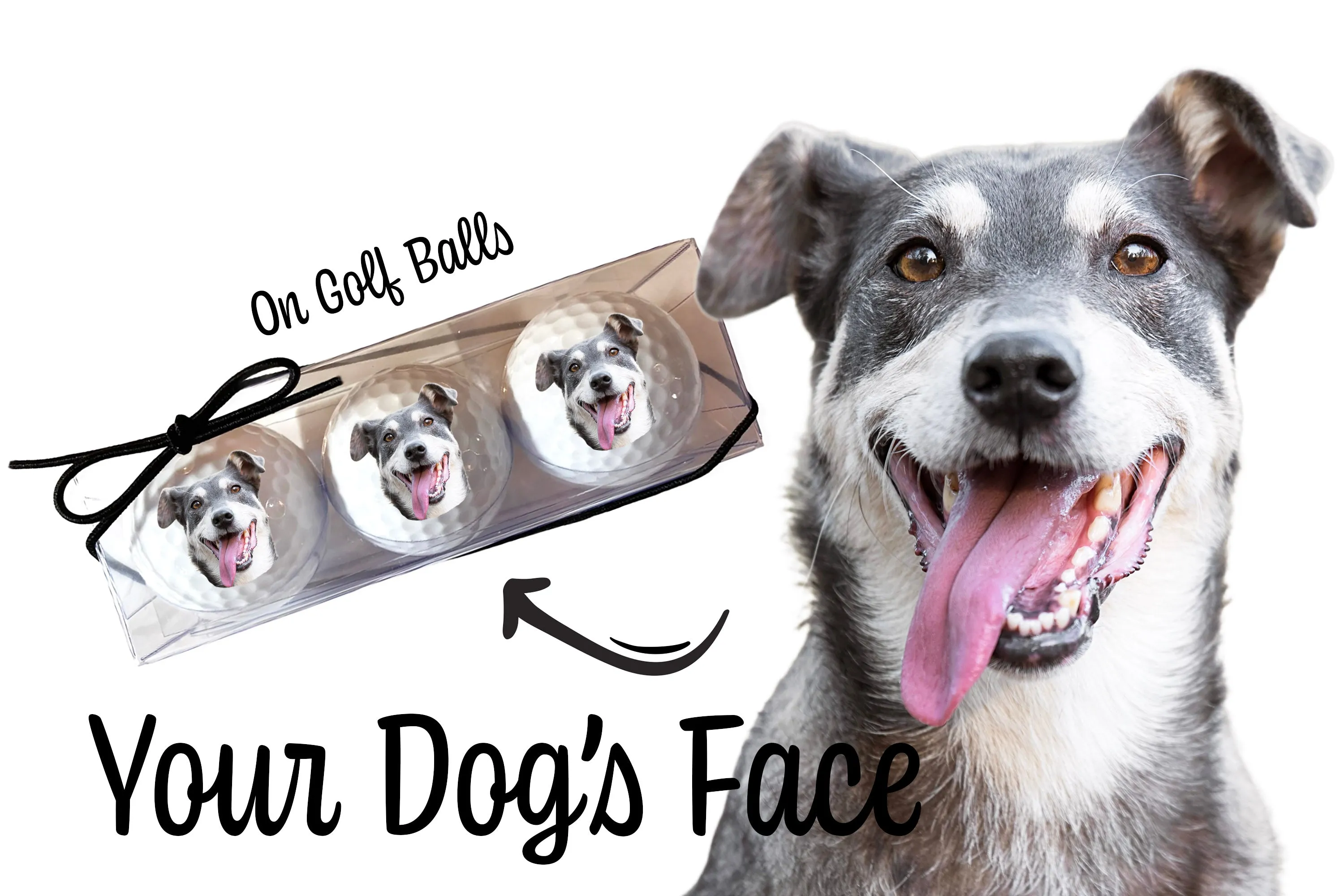 Dog Face Golf Balls - Set of 3 Balls
