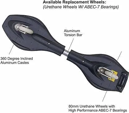 EONWISE Highly Flexible Heavy Duty Cruiser Board LED Flash Lights PU 80mm Wheels, 30 X 9 Inch (Yellow)