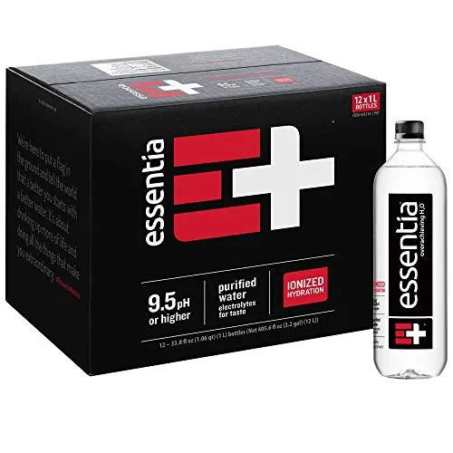 Essentia Water, Ionized Alkaline Bottled Water; Electrolytes for Taste, Better Rehydration, pH 9.5 or Higher, 33.8 Fl Oz, Pack of 12