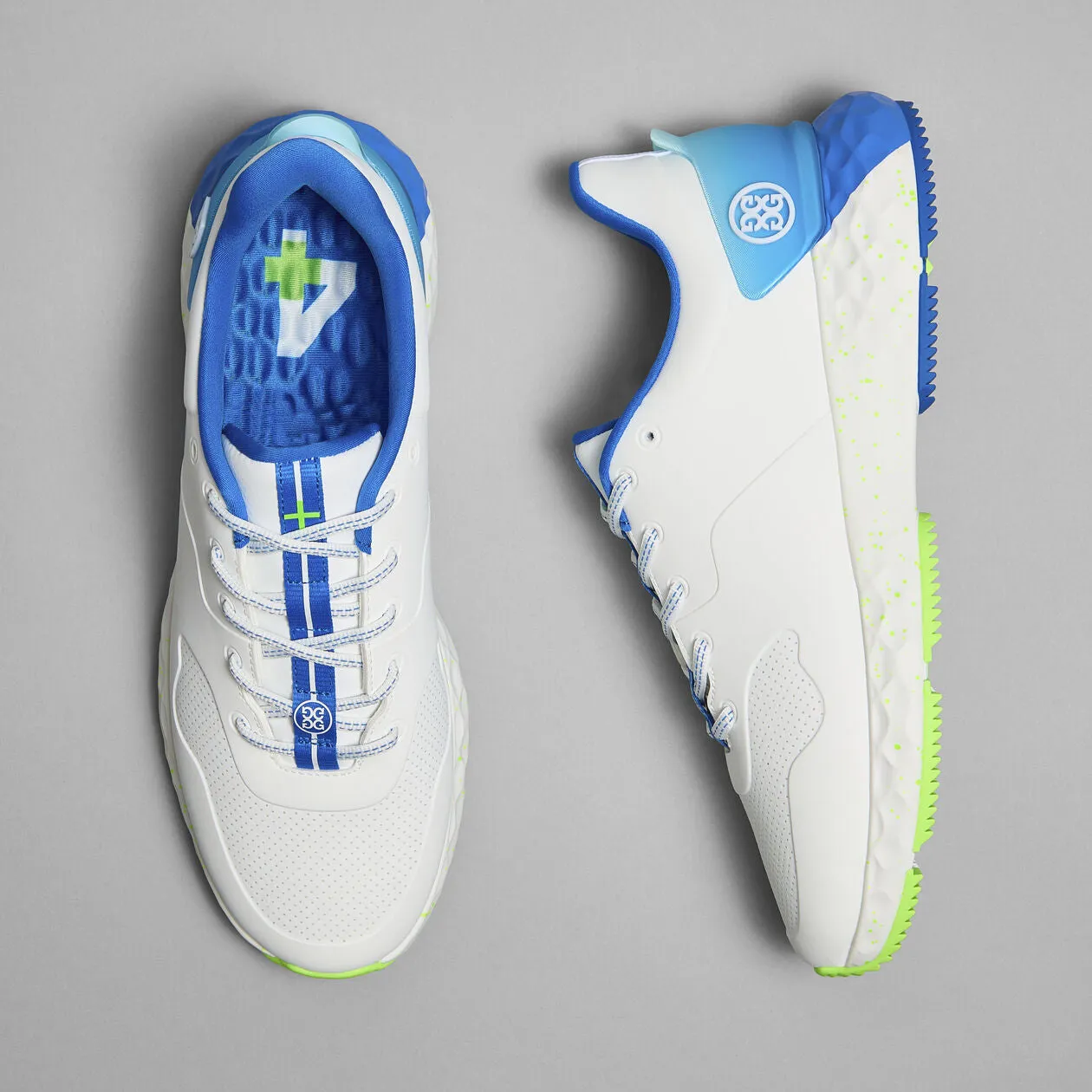 G/Fore Men's MG4  Stippled Golf Shoe - Snow/ Acid Lime