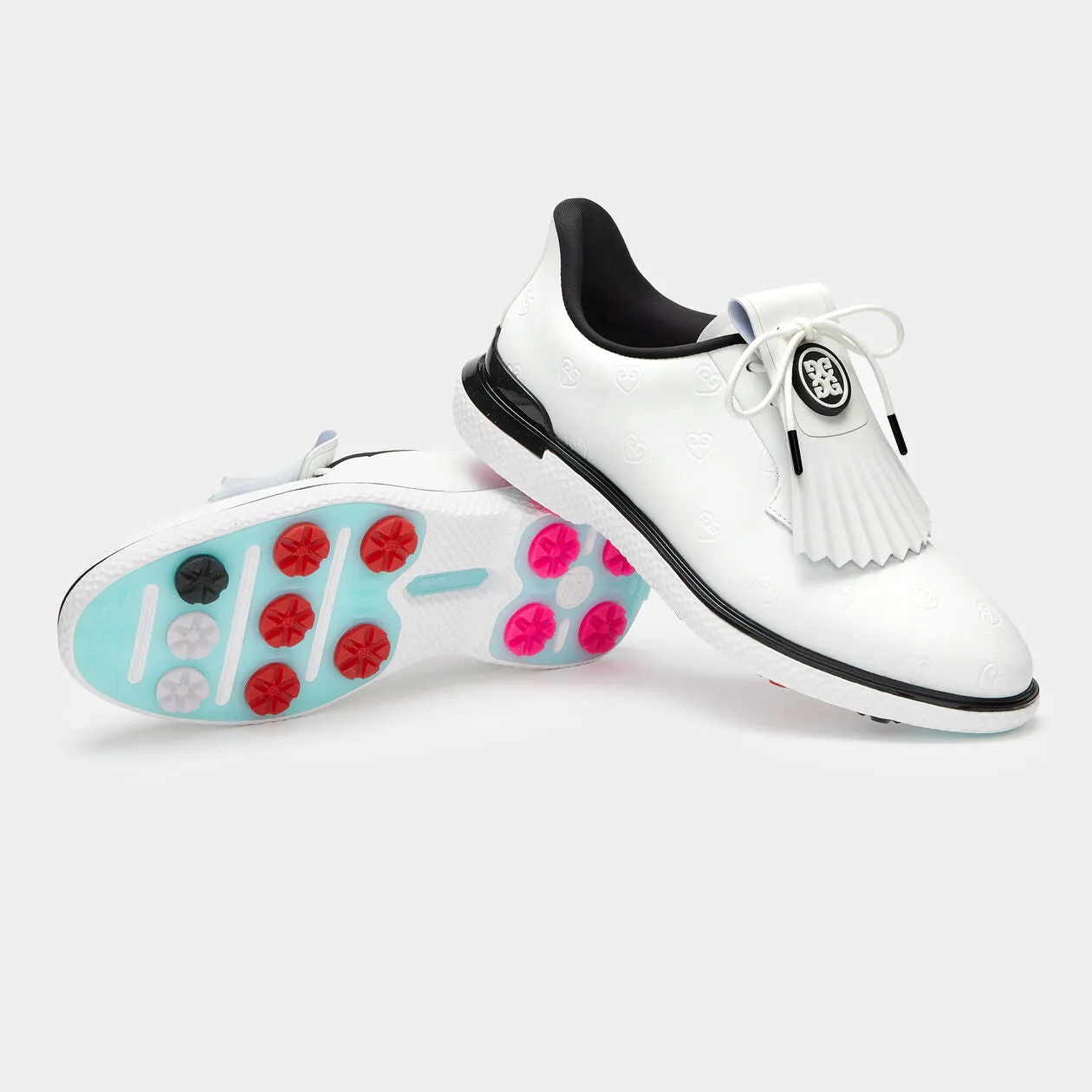 G/Fore Women's Gallivan2r Debossed Heart G's Kiltie Golf Shoe - Snow/Onyx