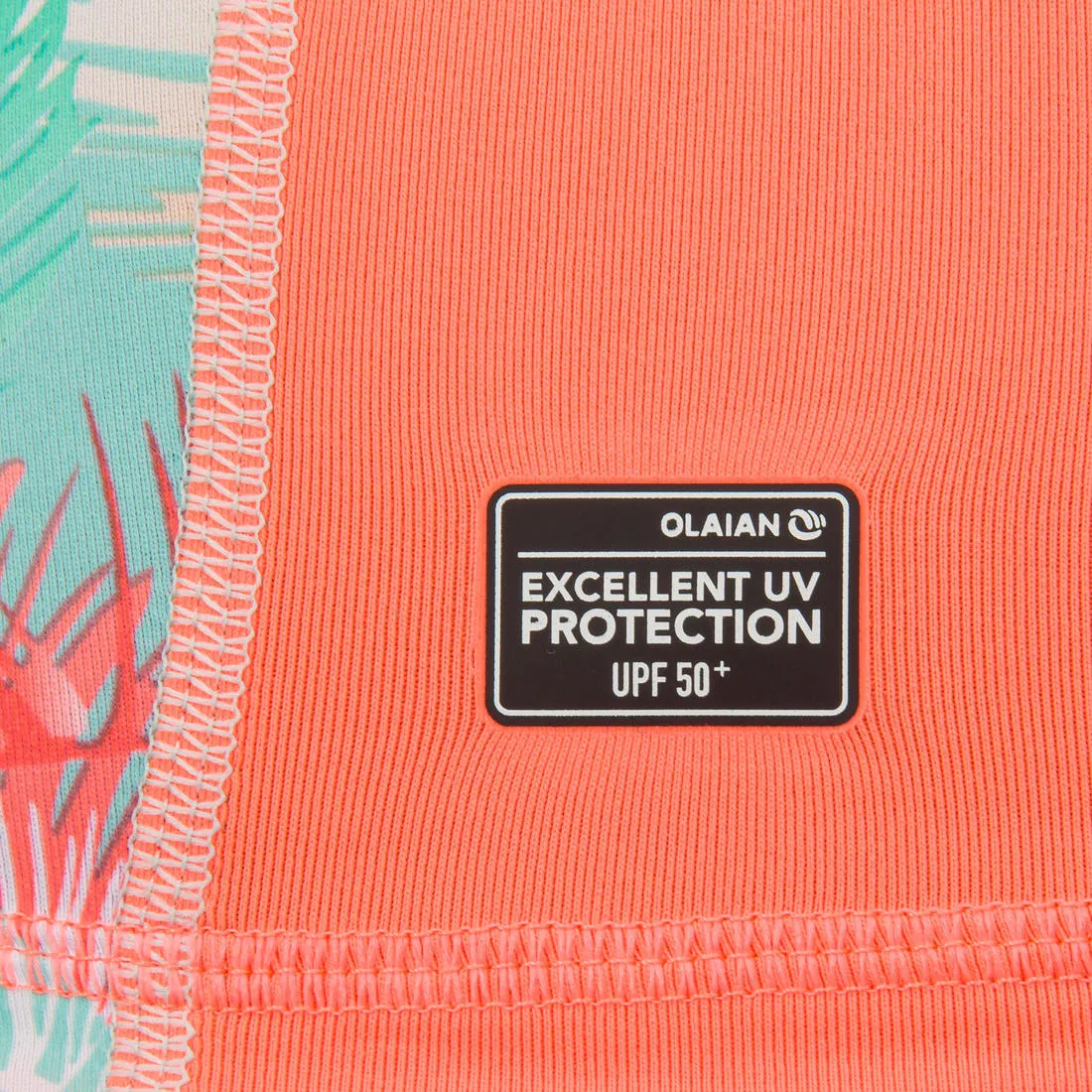 Girls’ anti-UV surfing top T-shirt 500 - CORAL