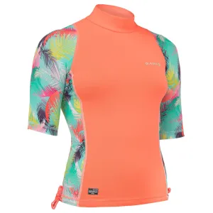 Girls’ anti-UV surfing top T-shirt 500 - CORAL