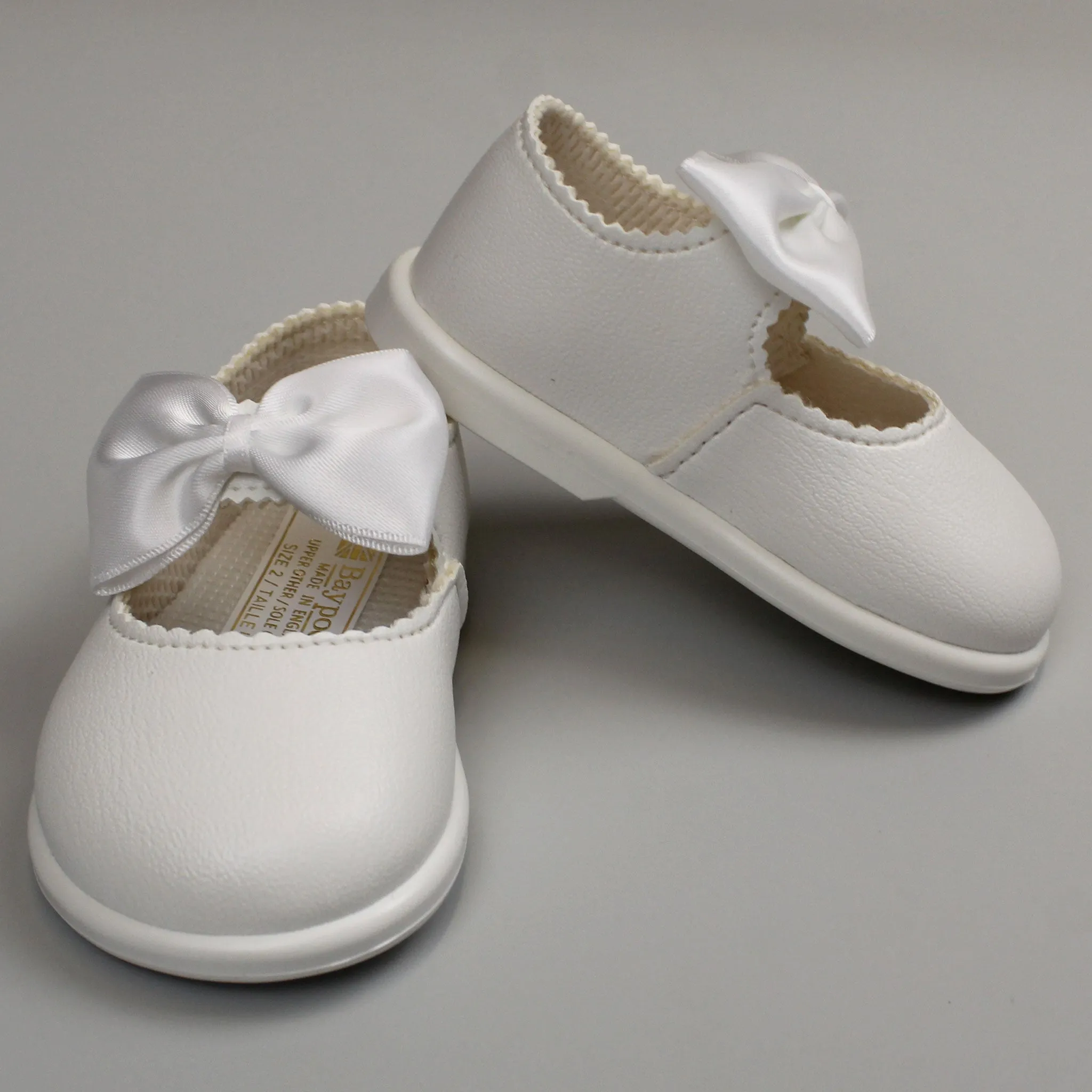Girls First Walker Shoes - Hard Sole - White