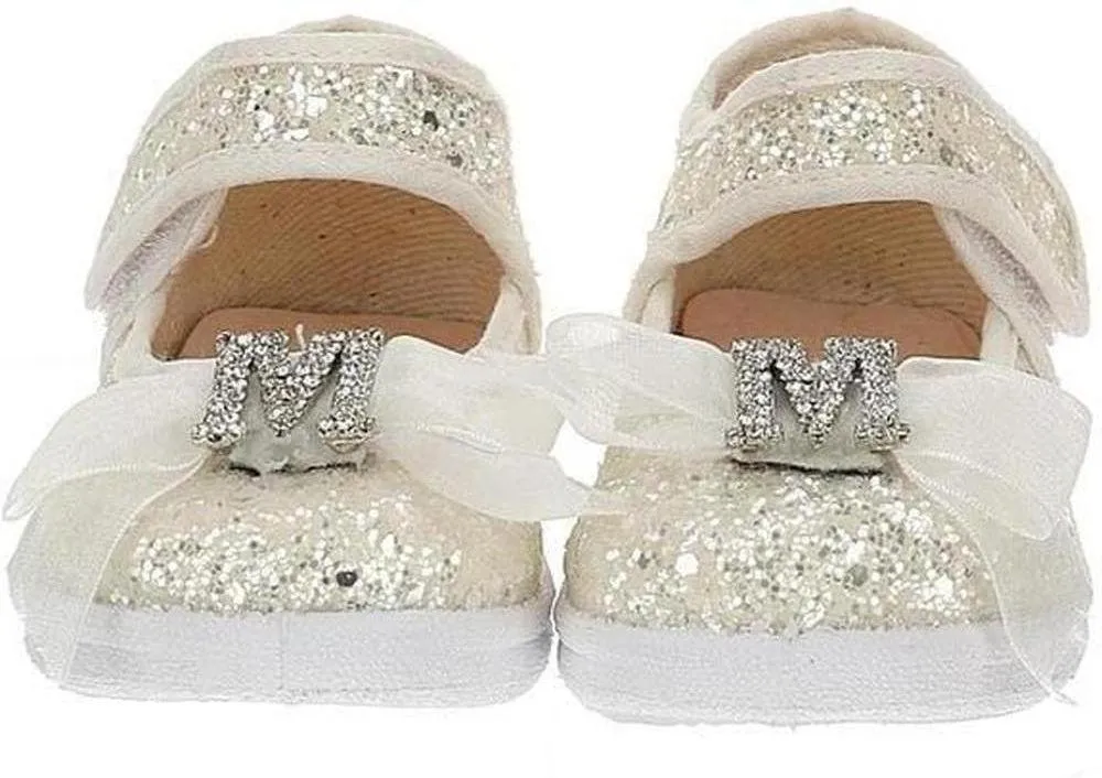 Girls White Glitter Ballerina Shoes
