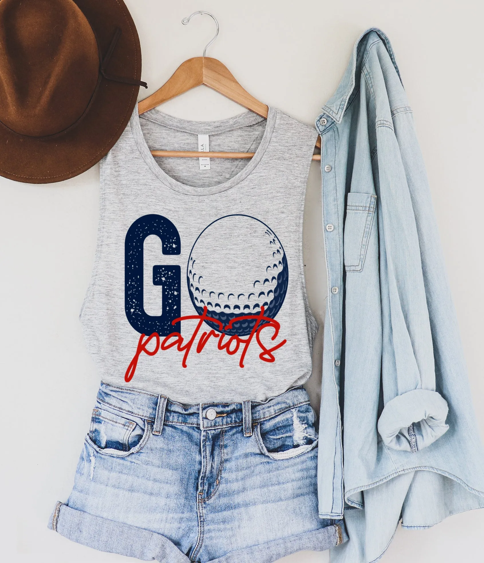 Go Patriots Golf Mom Tank/ Full Muscle Tank