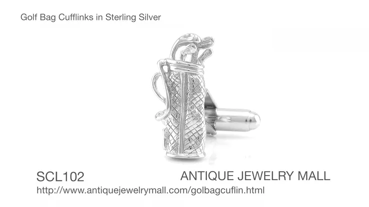 Golf Bag Cufflinks in Sterling Silver