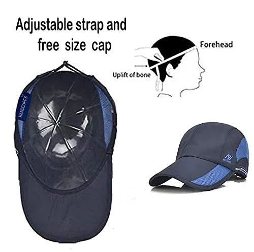 Handcuffs Unisex Cap Quick Drying Sun Hat UV Protection Sports Cap for Mens and Womens Blue
