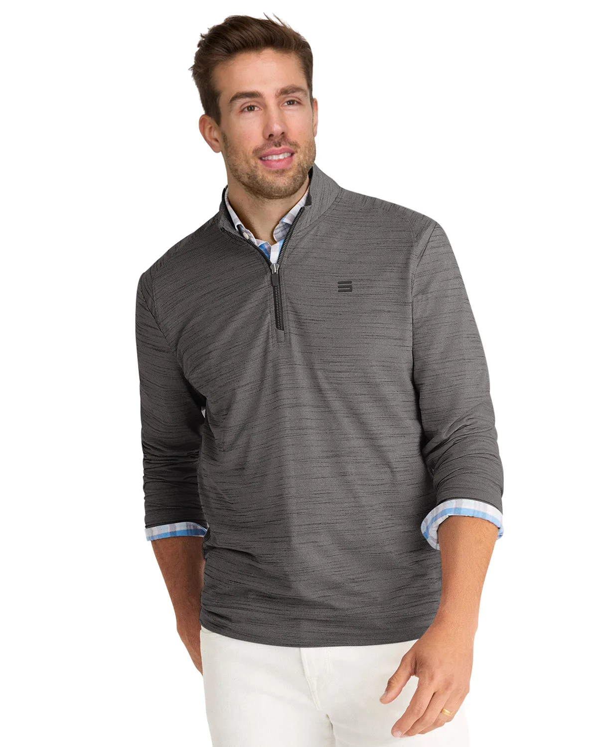 Heathered Quarter Zip Pullover Sweater