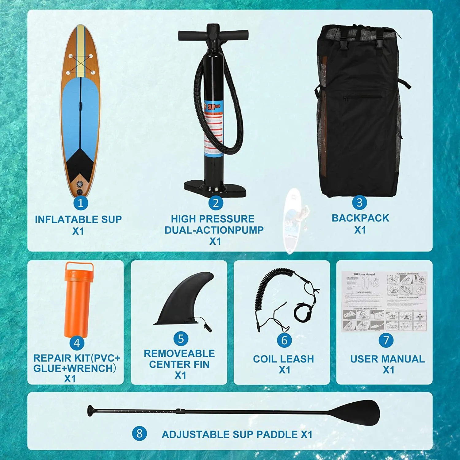 Inflatable Paddle Boards with Surf Board Accessories & Carry Bag Bottom Fin Paddling Surf Control, Non-Slip Deck