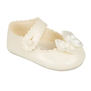Ivory Patent Bow Soft Sole Shoes