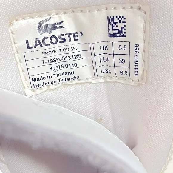 Lacoste Men’s Strap White/Navy Shoes Size 6.5 Never Worn NWOB