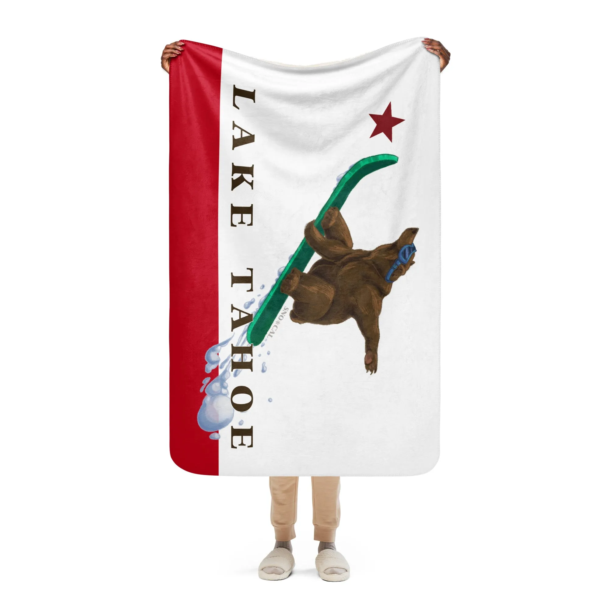 Lake Tahoe Snowboarding Grizzly Sherpa blanket