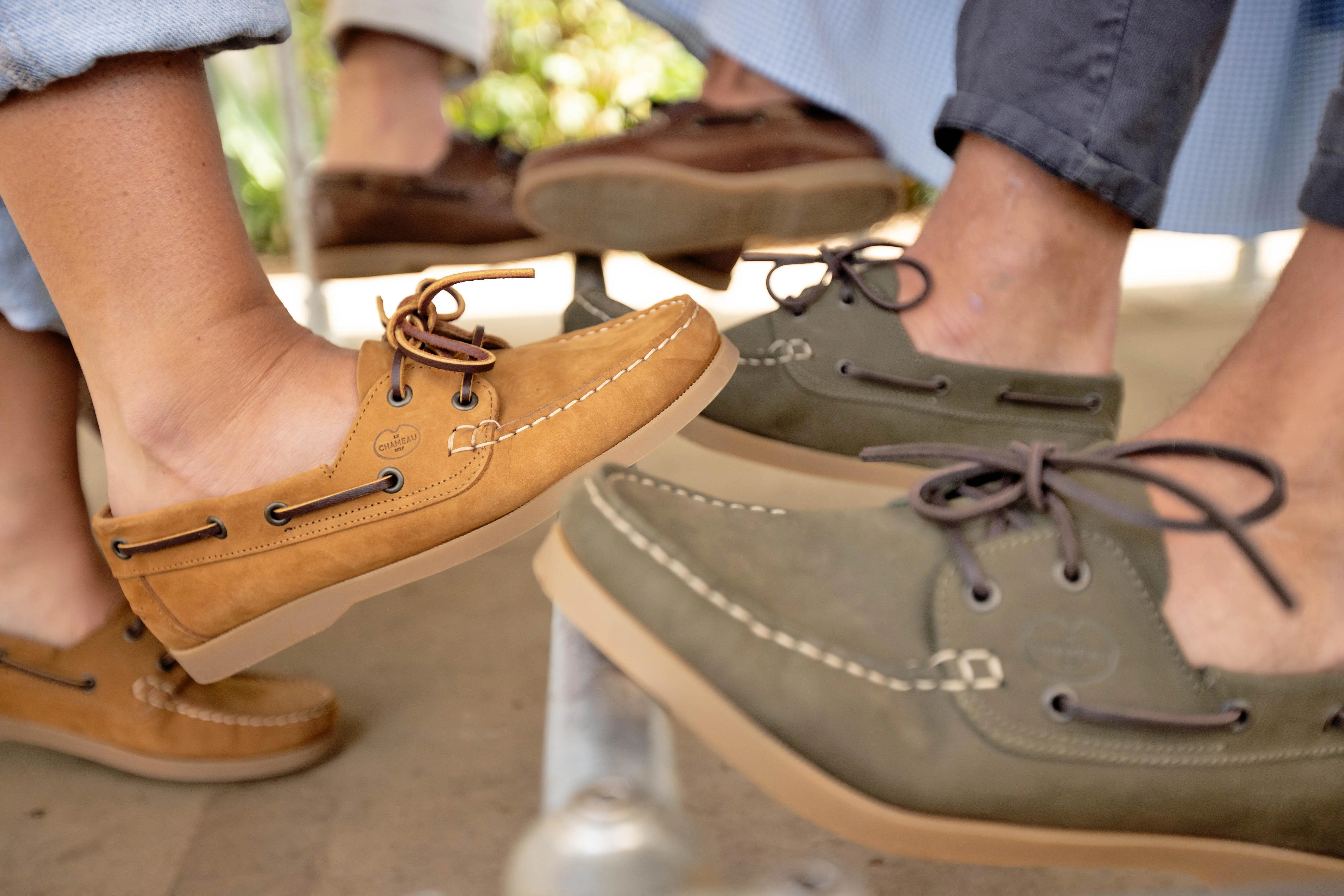 Le Chameau Galion Nubuck Leather deck shoe - Navy, Tan, Vert Vierzon