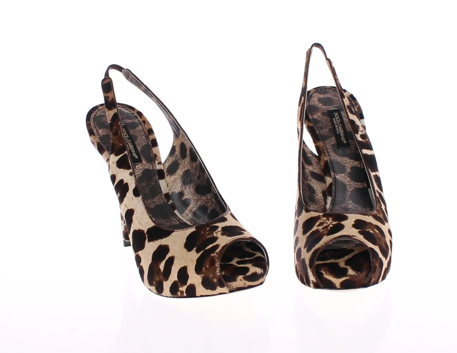 Leopard Pony Hair Open Toe Slingbacks Shoes