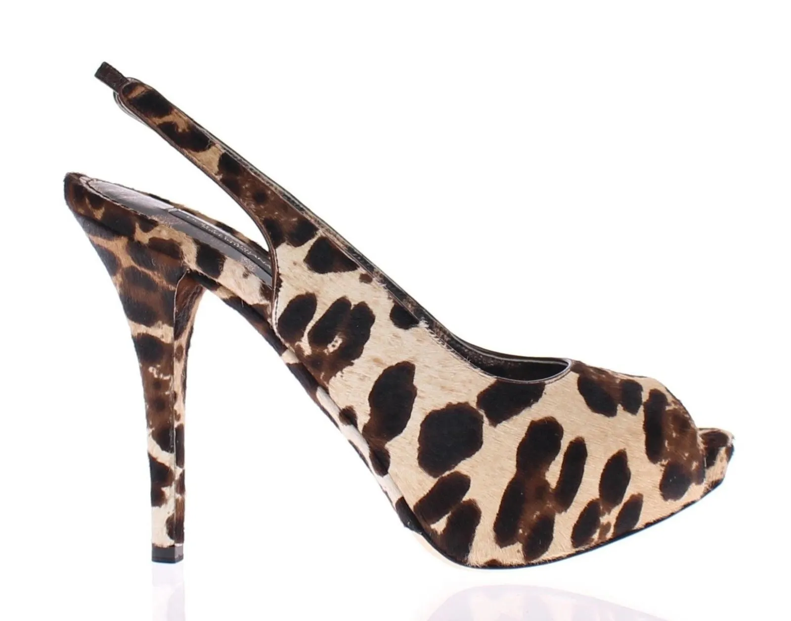 Leopard Pony Hair Open Toe Slingbacks Shoes