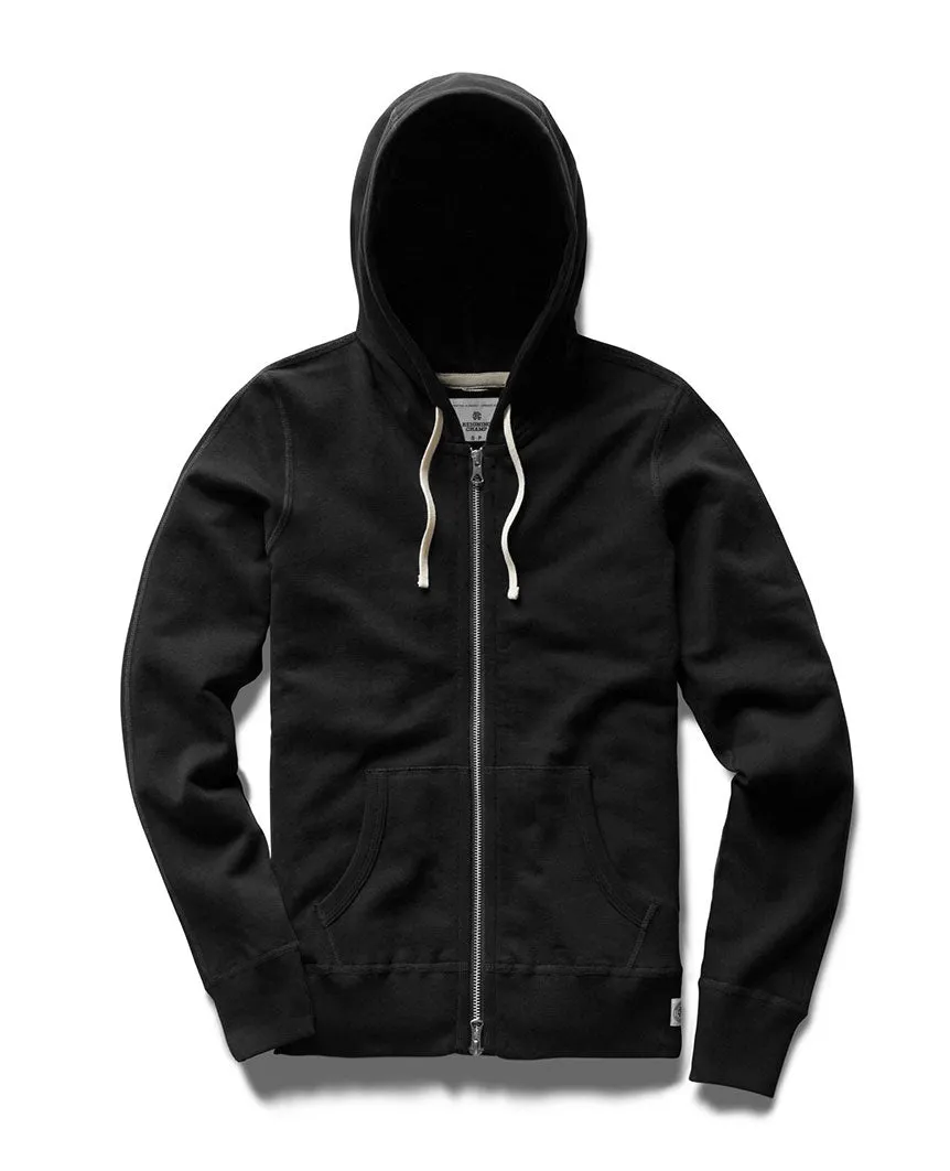 Lightweight Terry Full Zip Hoodie Black Womens