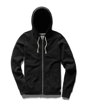 Lightweight Terry Full Zip Hoodie Black Womens