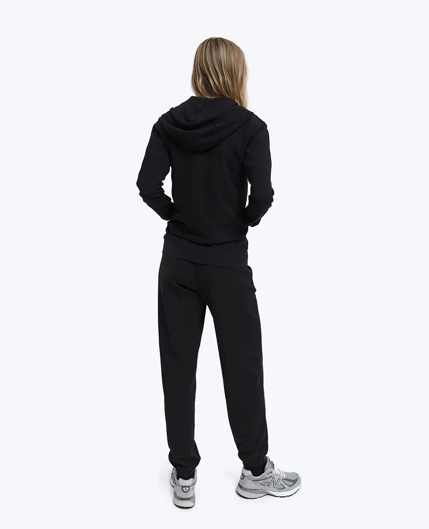 Lightweight Terry Full Zip Hoodie Black Womens