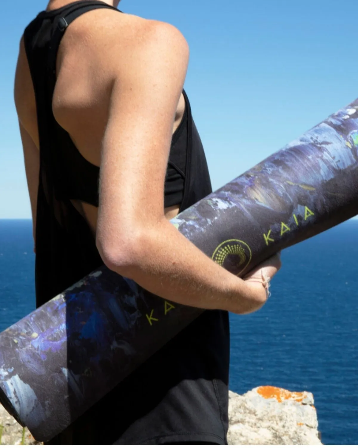 Luxury Yoga Mat Navy Print