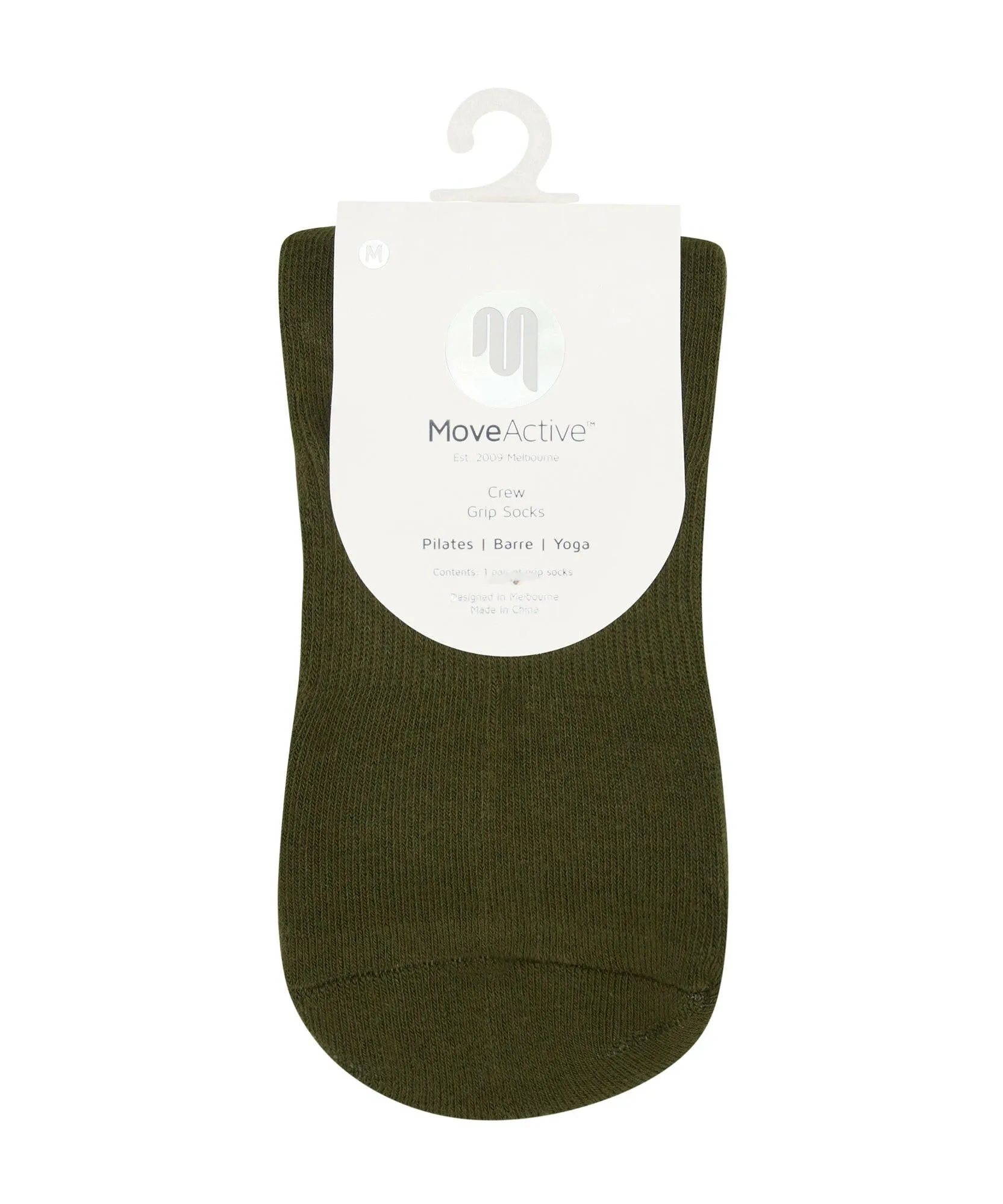 Men's Crew Non Slip Grip Socks - Khaki Stripe