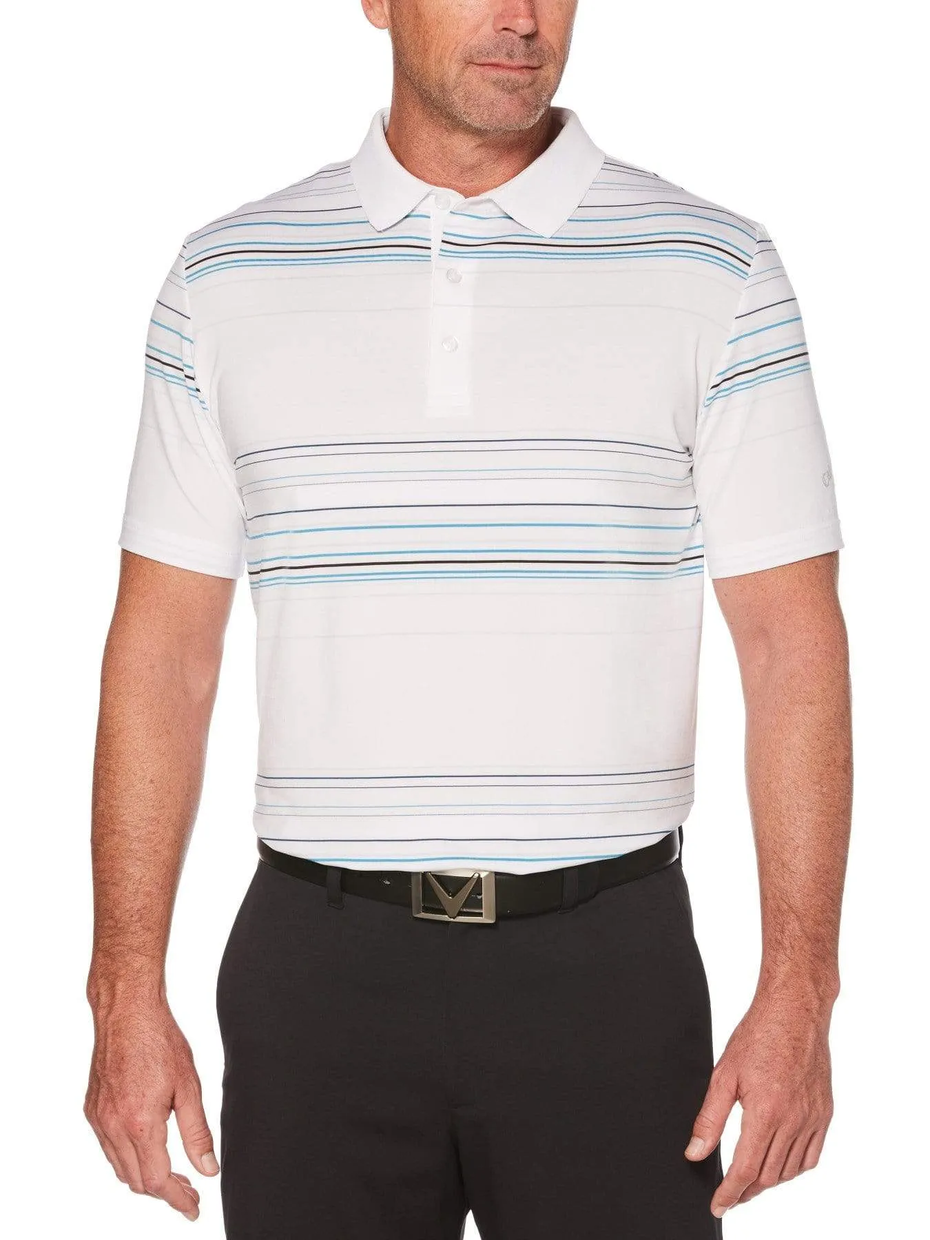 Mens Fine Line Roadmap Stripe Polo