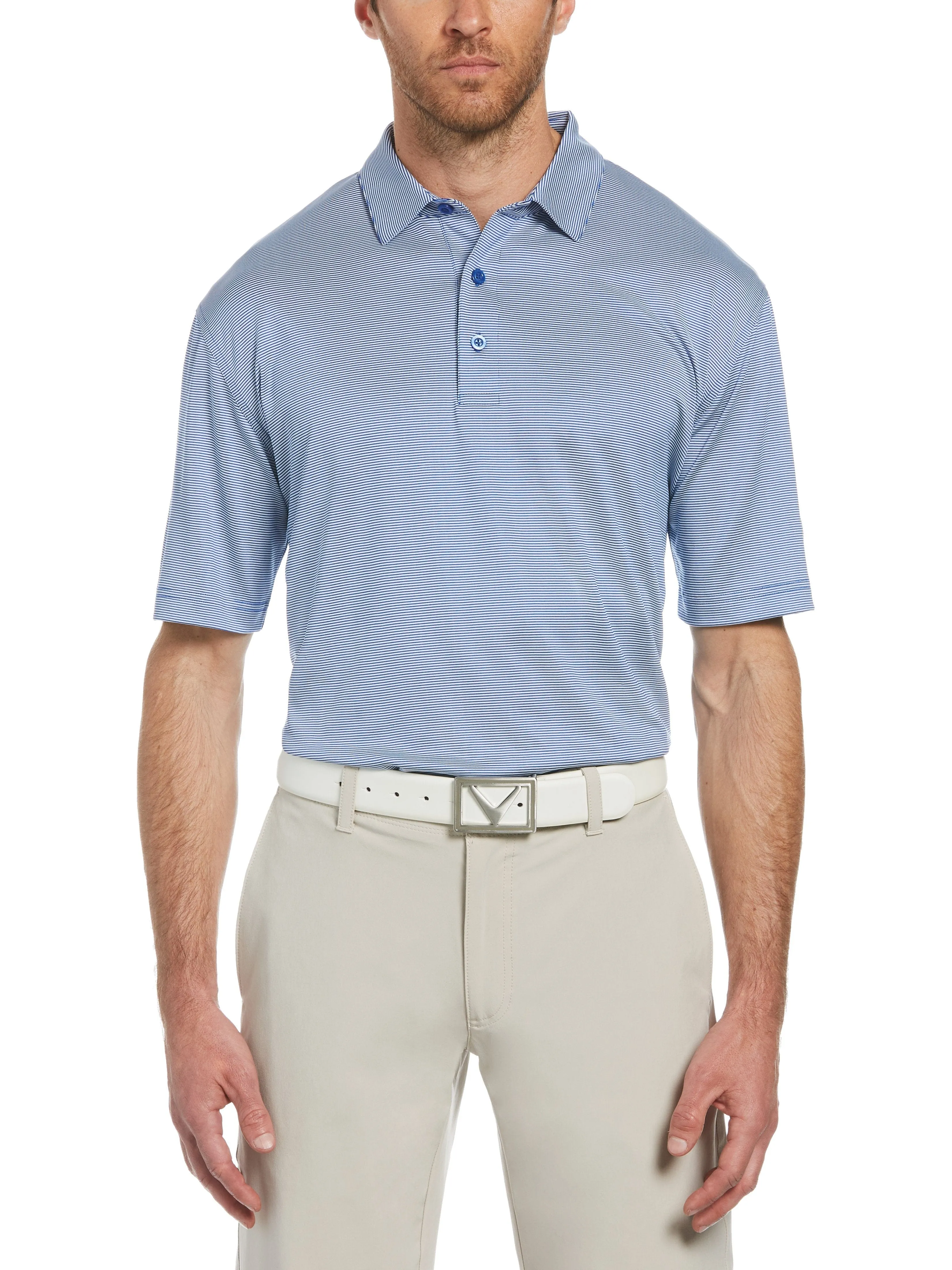 Mens Fine Line Stripe Polo